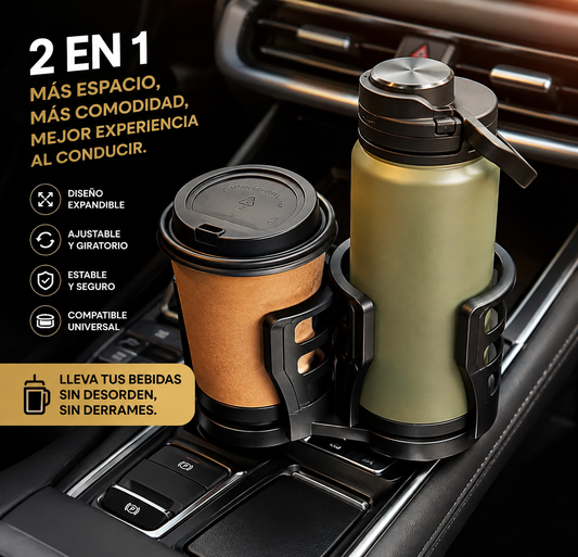 Portavasos ajustable 2 en 1 para auto