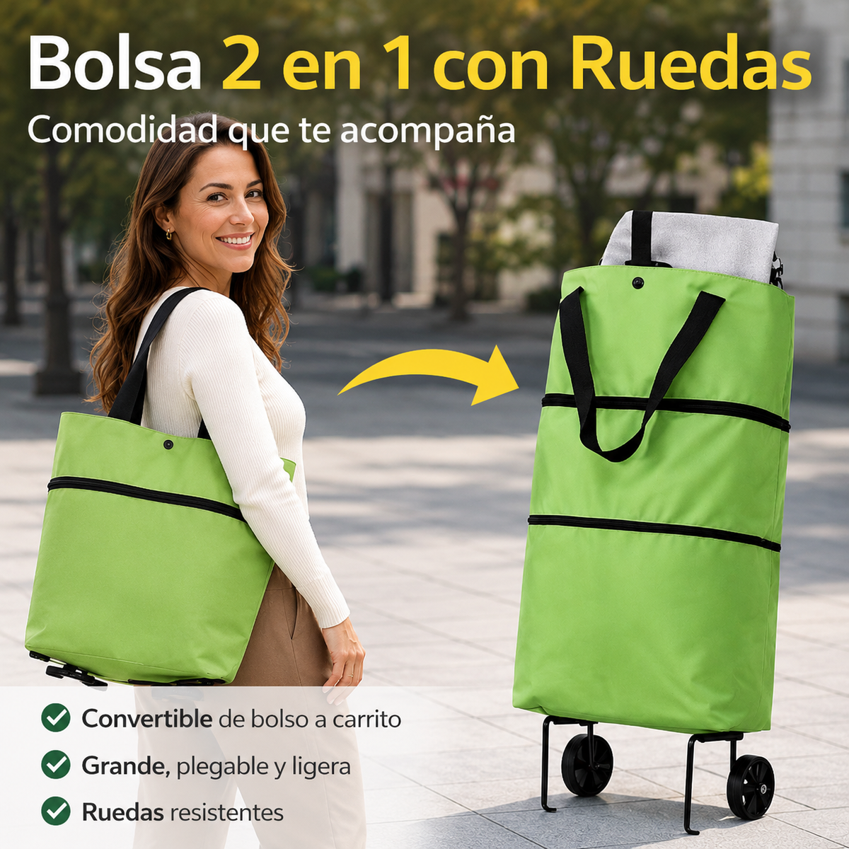 Bolso Plegable Con Ruedas | 2 en 1